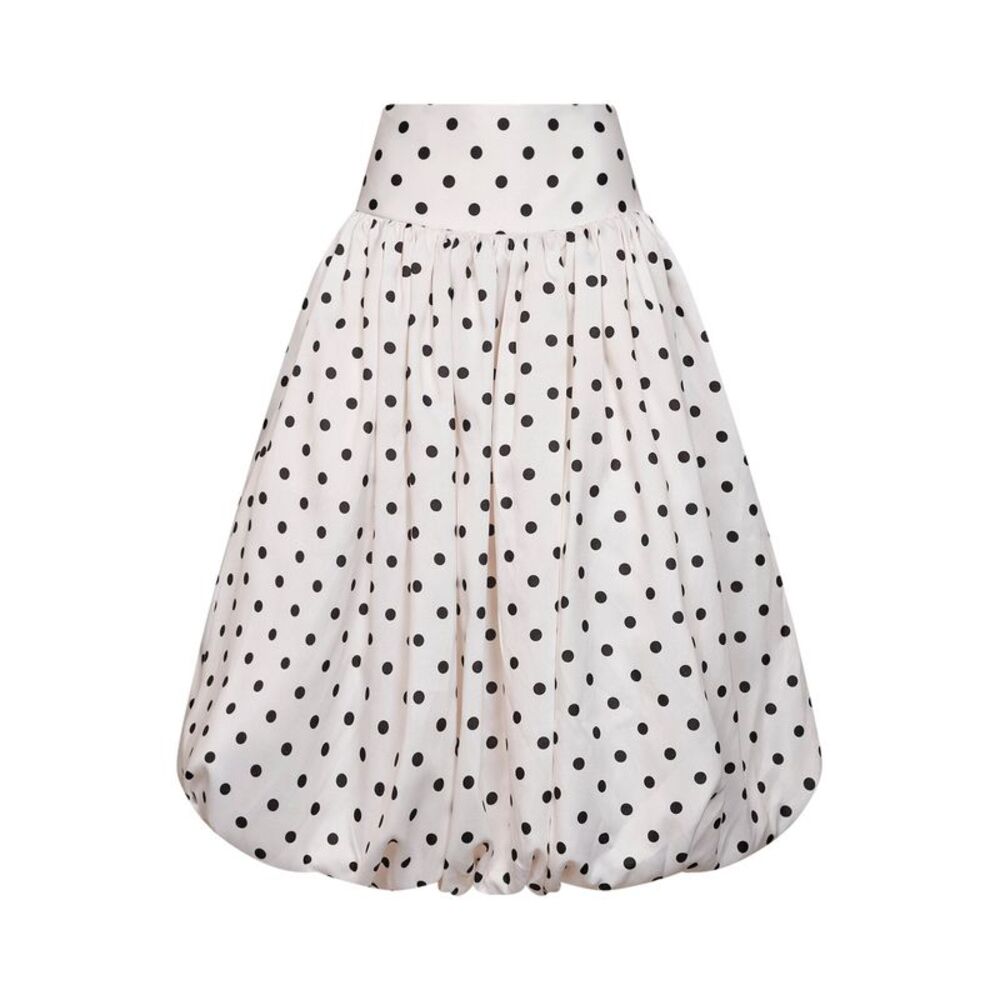 Self Portrait Women Cream Polka Dot Taffeta Midi Skirt